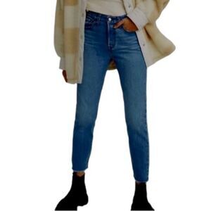 Levi’s Wedgie Raw Hem Button Fly Jeans in Blue Wash Women's 25